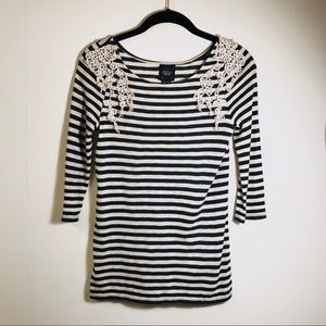 Deletta Striped Boatneck Top